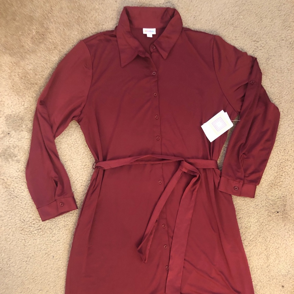 LulaRoe Ellie Dress, Tie Waist and Pockets Large